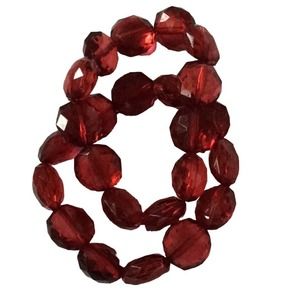 SET OF 2 RED STRETCH CHUNKY BEADED STYLE BRACELETS